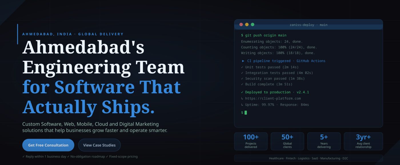 ZANISS SOFTWARES — Ahmedabad's Engineering Team for Software That Actually Ships